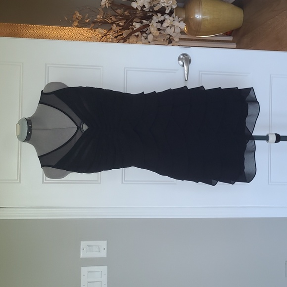 Little black dress with tulip layers and sheer - Picture 6 of 8